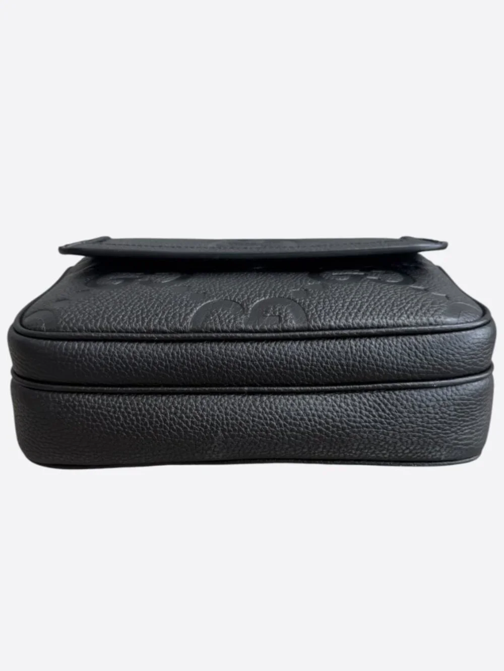 Gucci Black Embossed GG Monogram Messenger Bag